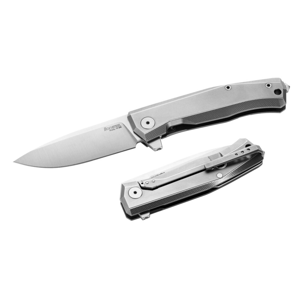 Складной нож LionSteel MT01 GY, сталь M390, рукоять Grey titanium от компании Admi - фото 1