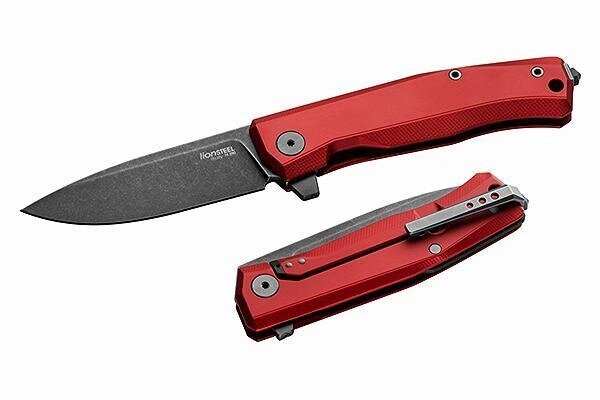 Складной нож Lionsteel MYTO, сталь М390, рукоять алюминий, черный клинок, красный от компании Admi - фото 1