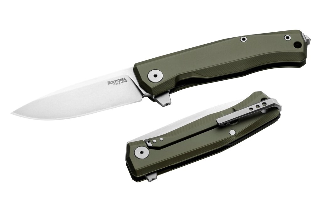 Складной нож Lionsteel MYTO, сталь М390, рукоять алюминий, зеленый от компании Admi - фото 1