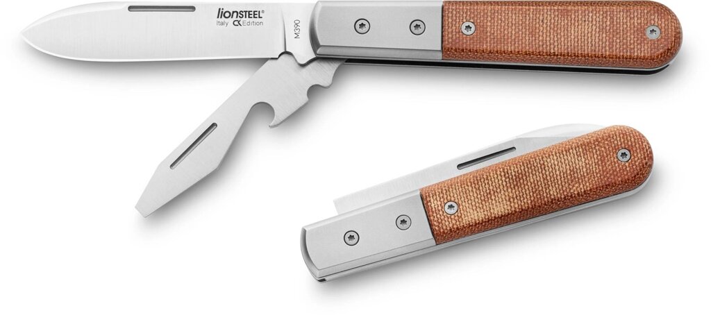 Складной нож-мультитул LionSteel Barlow Roundhead, сталь M390, рукоять canvas от компании Admi - фото 1