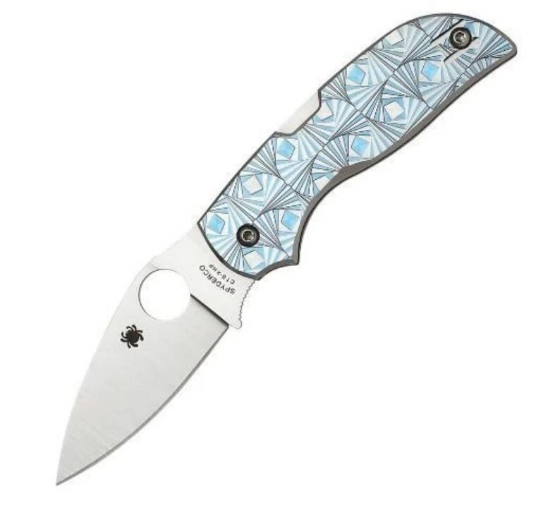 Складной нож Spyderco Chaparral 3 Spyderco сталь CTS-XHP, рукоять титан с узором, синий от компании Admi - фото 1