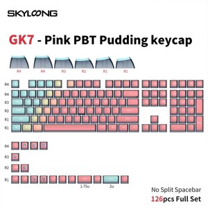 SKYLOONG GK7 126 шт. Механический Клавиатура набор колпачков для ключей Розовый колпачок для пудинга PBT с подсветкой дл