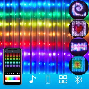 Smart LED RGB Color DIY Smart Curtain String Light Bluetooth APP Control Christmas Fairy Light DIY Picture Дисплей Garla