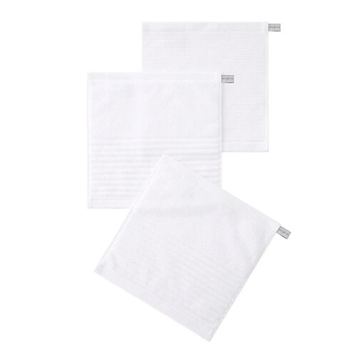 SOFT SILVER Набор Antibacterial Cotton Towels, махровые салфетки 3 шт., 30х30 см. Цвет: «Альпийский снег» (белый) от компании Admi - фото 1