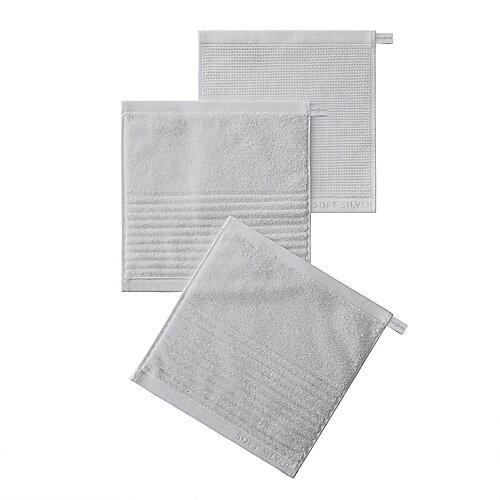 SOFT SILVER Набор Antibacterial Cotton Towels, махровые салфетки 3 шт., 30х30 см. Цвет: «Благородное серебро» (серый) от компании Admi - фото 1