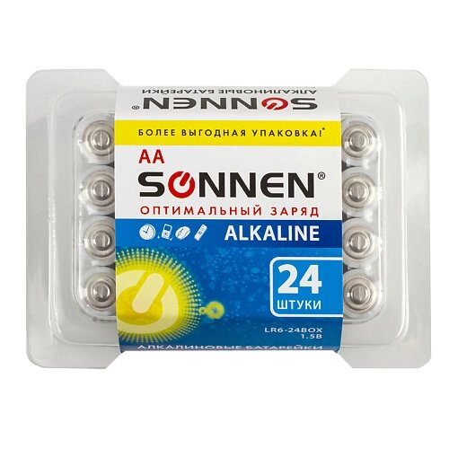 SONNEN Батарейки Alkaline, АА (LR6, 15А) пальчиковые 24.0 от компании Admi - фото 1