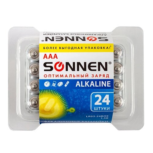 SONNEN Батарейки Alkaline, ААА (LR03, 24А) мизинчиковые 24.0 от компании Admi - фото 1