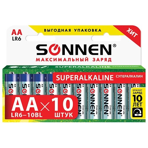 SONNEN Батарейки Super Alkaline, АА (LR6,15А) пальчиковые 10.0 от компании Admi - фото 1