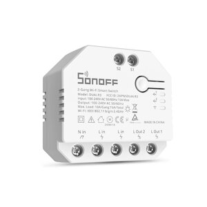 SONOFF DUALR3 Двойной релейный модуль Wi-Fi DIY MINI Переключатель с двухсторонним измерением мощности 2-х канальный / д