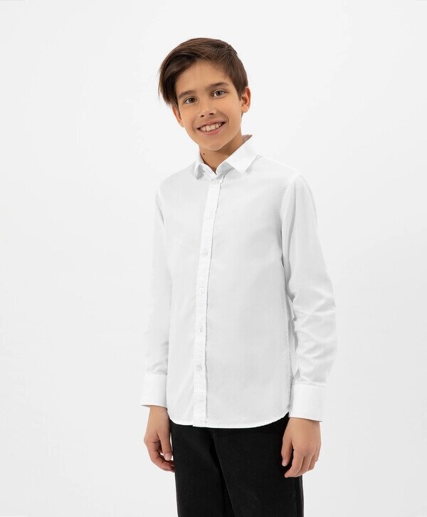Сорочка прямого силуэта с длинным рукавом белая для мальчика Gulliver (122) от компании Admi - фото 1