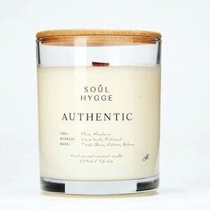 SOUL HYGGE Ароматическая свеча AUTHENTIC с деревянным фитилем 225