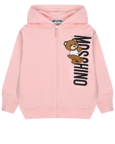 Спортивная куртка с вертикальным лого, розовая Moschino
