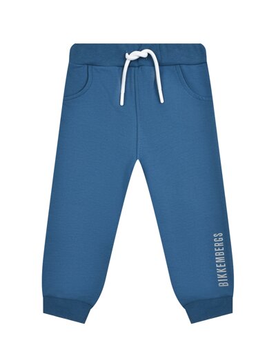 Спортивные брюки с белым лого, голубые Bikkembergs