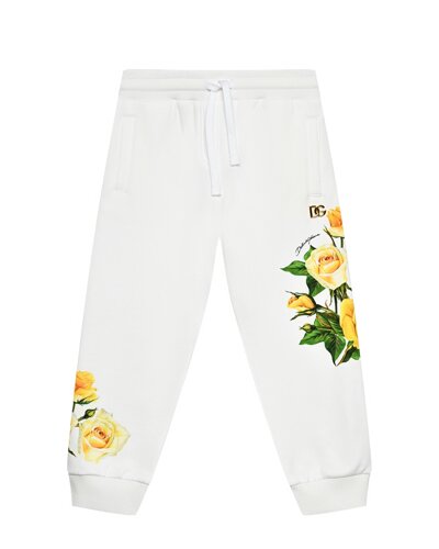 Спортивные брюки с принтом желтые розы Dolce&Gabbana