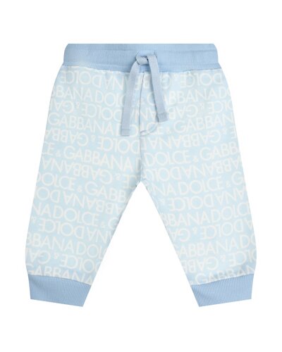 Спортивные брюки со сплошным лого, голубые Dolce&Gabbana