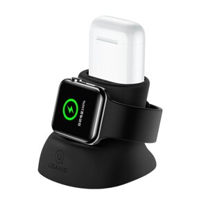 США-ZJ051 Подставка для беспроводного зарядного устройства 2-в-1 Силиконовый для Apple Watch и Airpods