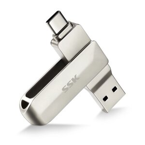 ССК 2 в 1 Type-C USB 3.0 Flash Диск с вращением на 360 ° USB-диск из цинкового сплава 32G 64G 128G 256G Портативный флэш