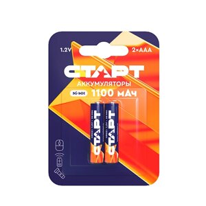 СТАРТ Аккумуляторные батарейки ААА, HR03, аккумуляторы 1100 mAh Ni-MH, набор 2 шт 2.0