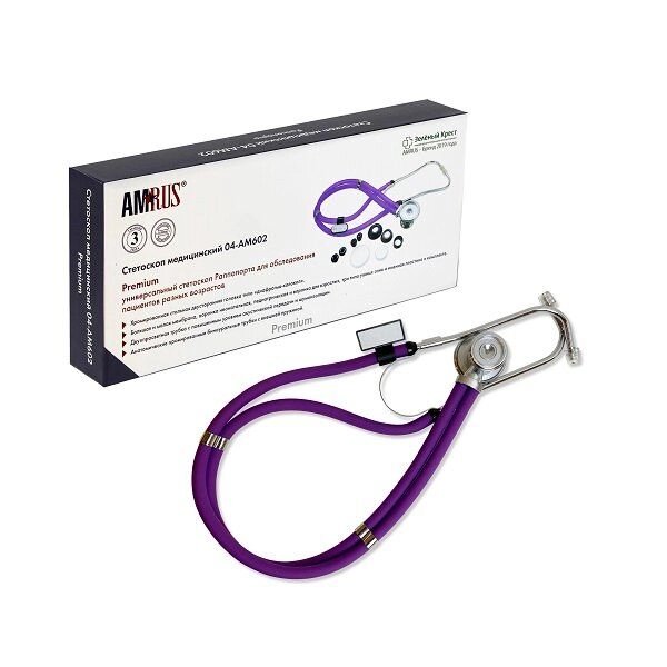 Стетоскоп медицинский фиолетовый Раппопорта 04-АМ602 Amrus/Амрус от компании Admi - фото 1