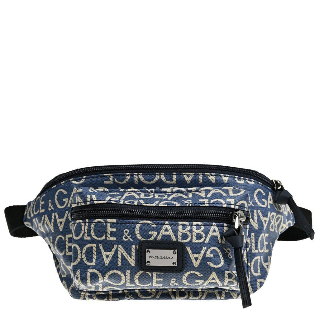 Сумка поясная жаккард сплошной логотип, темно - синяя Dolce&Gabbana от компании Admi - фото 1