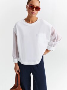 Свободная блуза с прозрачными рукавами (54)