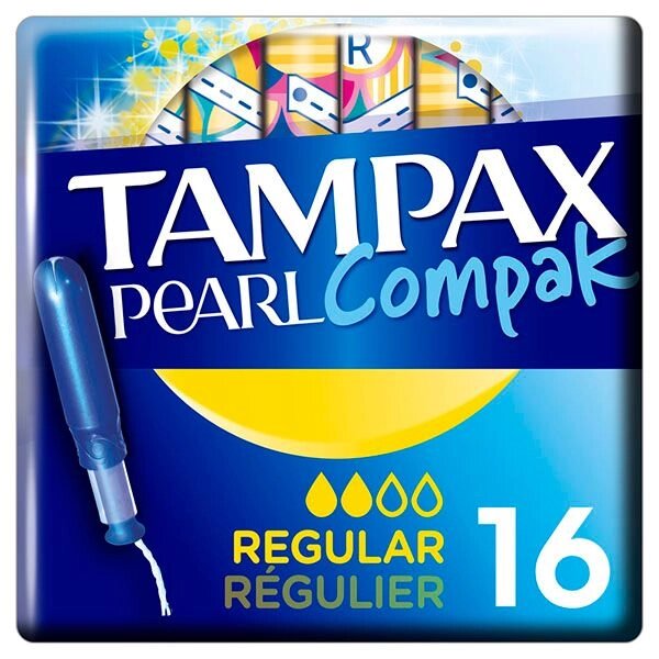 Тампоны с аппликатором TAMPAX (Тампакс) Compak Pearl Regular Duo, 16 шт. от компании Admi - фото 1