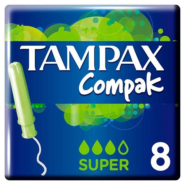 Тампоны с аппликатором TAMPAX (Тампакс) Compak Super, 8 шт. от компании Admi - фото 1