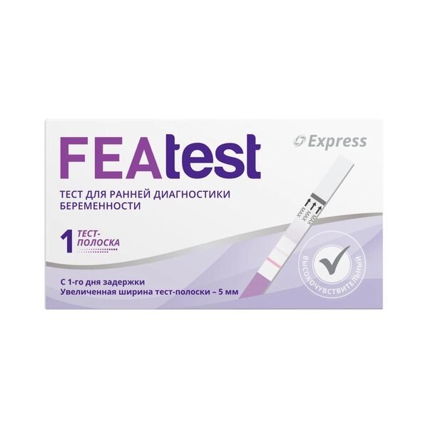 Тест-полоски для ранней диагностики беременности и качественного определения ХГЧ в моче FEAtest/Феатест 5мм от компании Admi - фото 1