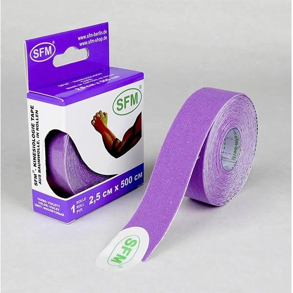 Тейп кинезиологический на хлопковой основе в рулоне фиолетовый SFM-Plaster 2,5см х 500см от компании Admi - фото 1