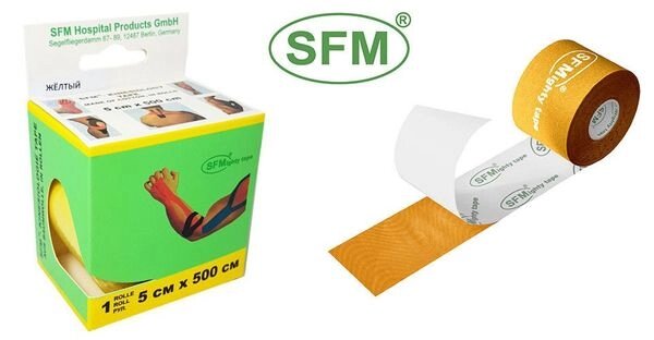 Тейп кинезиологический SFM-Plaster желтый 5х500см от компании Admi - фото 1
