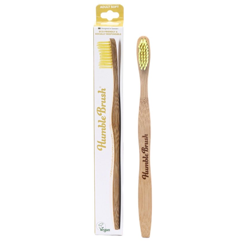 THE HUMBLE CO Зубная щетка для взрослых из бамбука желтая мягкая щетина от компании Admi - фото 1