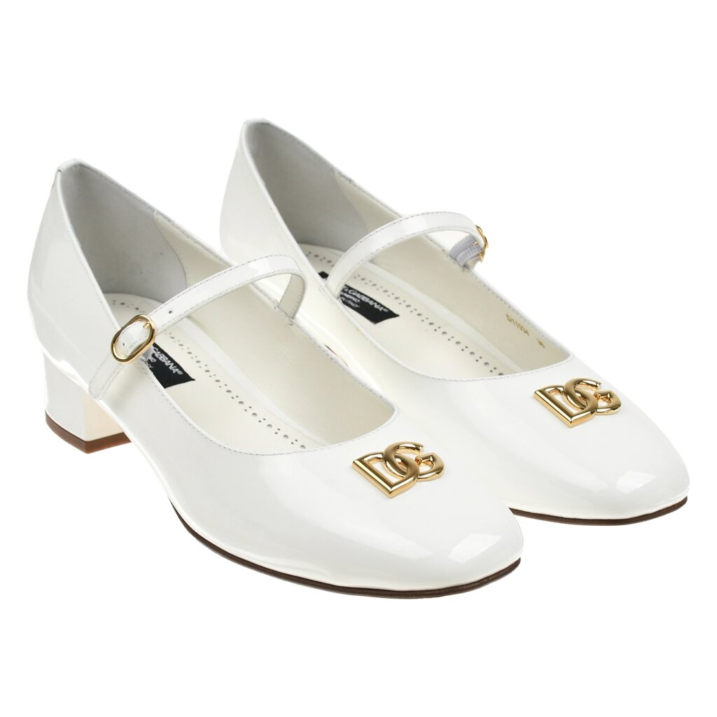 Туфли c золотым логотипом, белые Dolce&Gabbana от компании Admi - фото 1