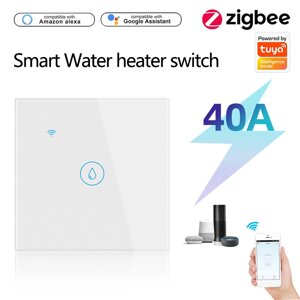 Tuya Zigbe 40A Smart Water Нагреватель Переключатель EU Plug APP Дистанционное Управление Голосовой таймер Влагонепрониц