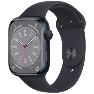 Умные часы Apple Watch Series 8, 45 мм, S/M, Sport band, Midnight Aluminium