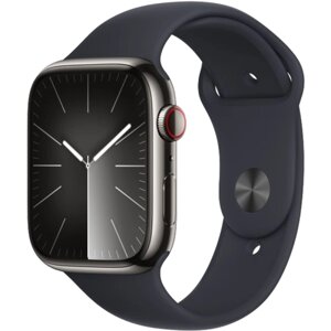 Умные часы Apple Watch Series 9, 41 мм, Grapfite Sport Band, Midnight Stainless Steel, Size S/M (MRM23)