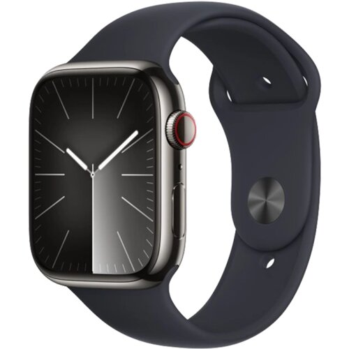 Умные часы Apple Watch Series 9, 45 мм, Grapfite Sport Band, Midnight Stainless Steel, Size S/M (MRPN3)
