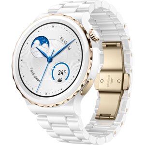 Умные часы HUAWEI Watch GT 3 Pro, белый керамический корпус с золотым безелем