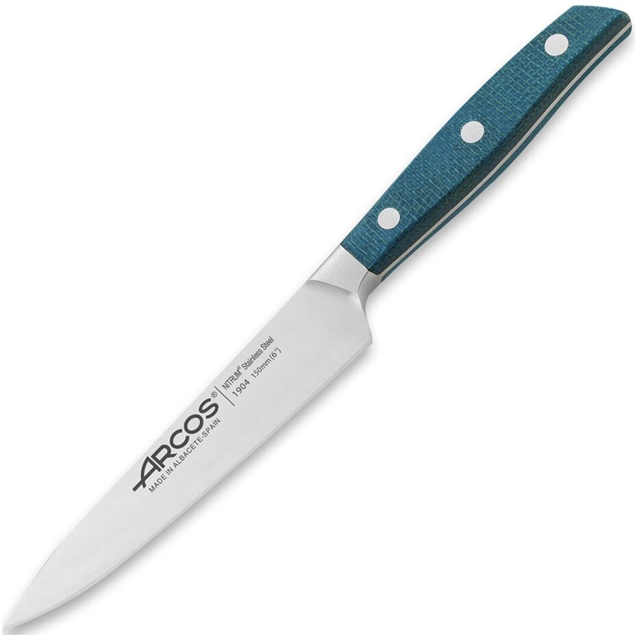 Универсальный кухонный нож Arcos 15 см, сталь X50CrMoV15, рукоять микарта, синий от компании Admi - фото 1
