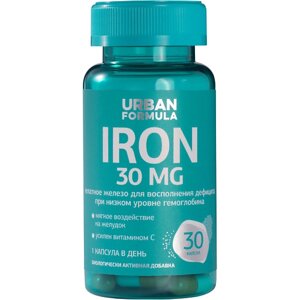 URBAN FORMULA Комплекс хелатное железо + витамин С «Iron» для восполнения дефицита при низком уровне гемоглобина