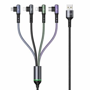 USAMS US-SJ563 3A USB-A для iP*2/Type-C/Микрокабель для быстрой зарядки и передачи данных Nylon Плетеный сердечник длино