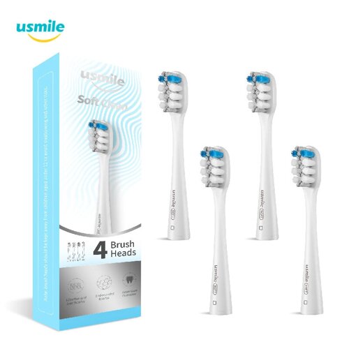 Usmile 4 шт. Soft серый замена насадок для электрической зубной щетки Щетка головки для чувствительных десен работает с