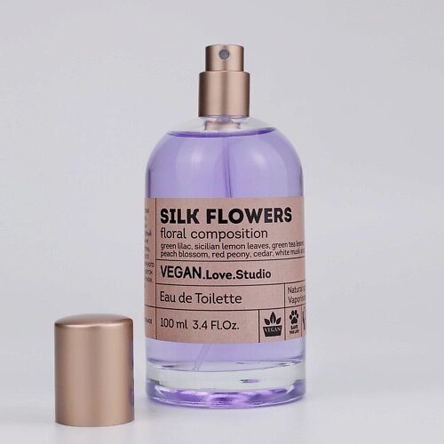 VEGAN. LOVE. STUDIO Туалетная вода женская Silk Flowers зеленая сирень петитгрейн белый кедр 100.0