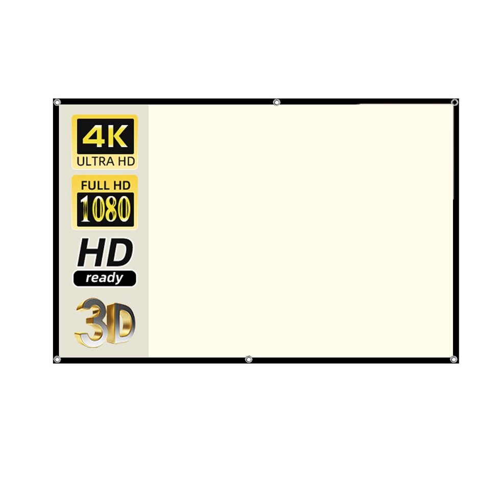 VEIDADZ Настенный Проектор Экран 4K HD Противосветлый белый экран с сеткой 72 дюйма, угол обзора 160°, полный обзор, соо от компании Admi - фото 1
