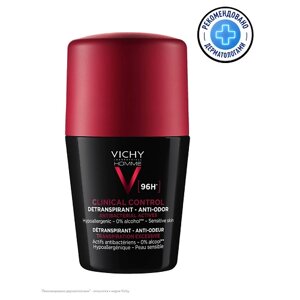 VICHY Homme Clinical Control Мужской дезодорант-антиперспирант от пота, 96 часов защиты, с цинком и перлитом