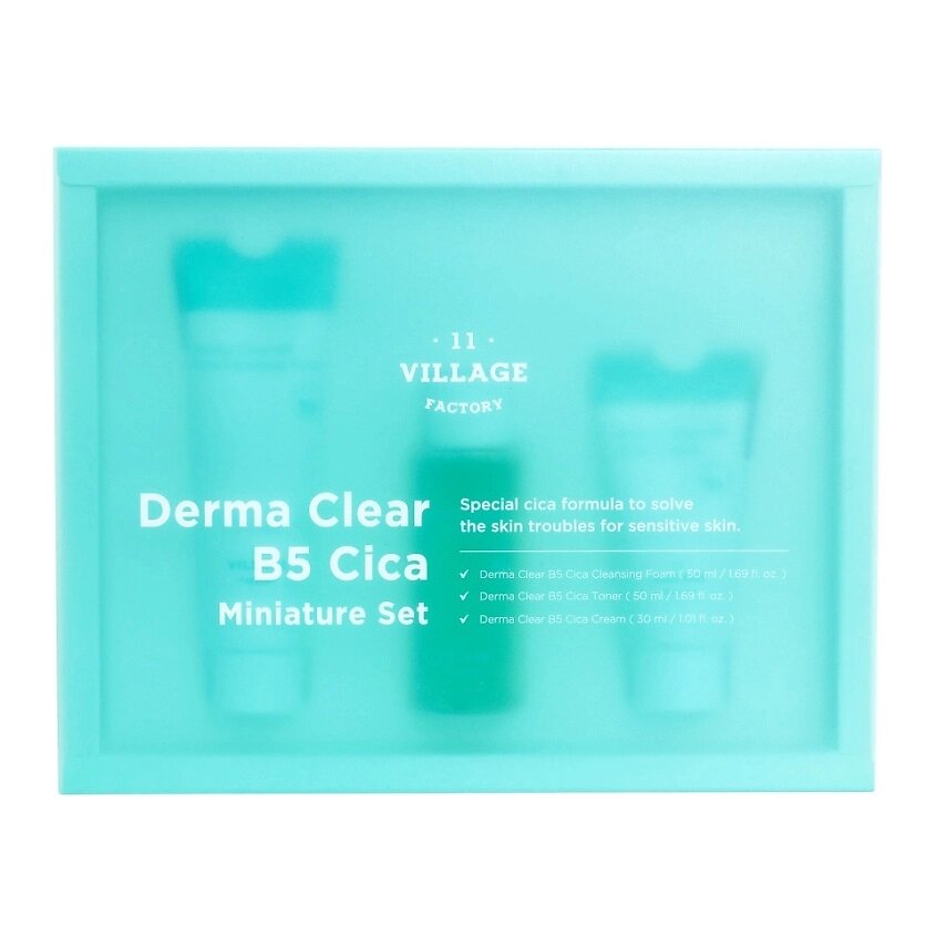 VILLAGE 11 FACTORY Успокаивающий набор для лица с центеллой Derma Clear B5 Cica Miniature Set от компании Admi - фото 1