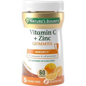 Витамин С+Цинк вкус апельсина Nature's Bounty/Нэйчес баунти пастилки жевательные 2г 60шт