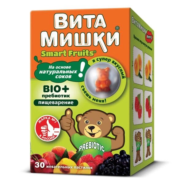 ВитаМишки Smart Fruits Bio+ пребиотик пастилки жевательные 30шт от компании Admi - фото 1
