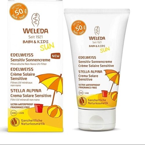 WELEDA Солнцезащитный крем Edelweiss Sunscreen SPF 50 для чувствительной кожи 50.0 от компании Admi - фото 1