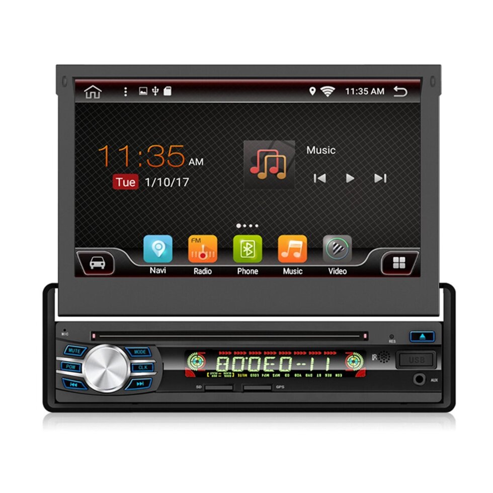YUEHOO 7 дюймов 1 DIN Android 8,1 Авто DVD-плеер Выдвижной сенсорный экран стерео Радио 8 ядер 1+32G/2+32G WIFI 4G GPS F от компании Admi - фото 1
