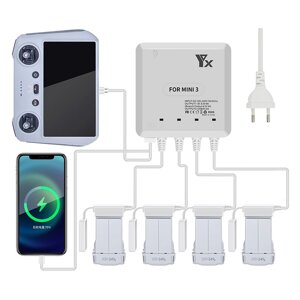 YX 6-в-1 Multi Charging Hub Intelligent Батарея Дистанционное Управление Зарядное устройство для телефона DJI MINI 3 PRO